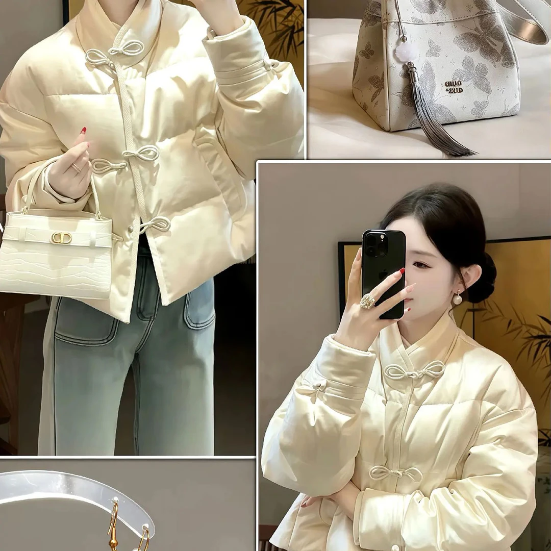 时尚短款新中式棉服女士2025冬季新款百搭减龄网红款国风棉衣外套