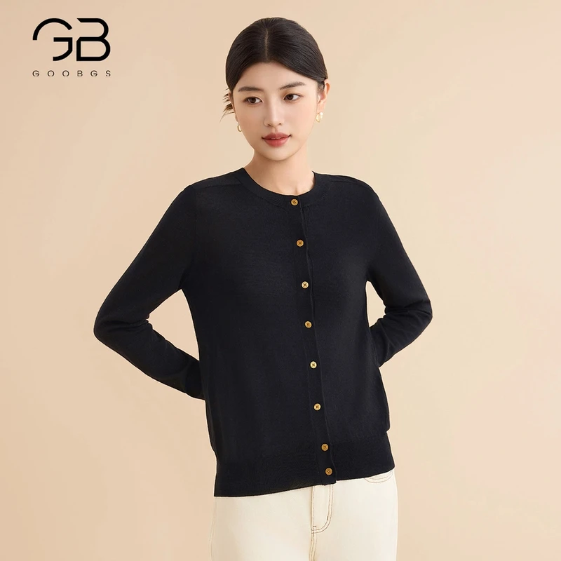 【谷邦L+】G4374416-6黑色长袖毛针织衫女