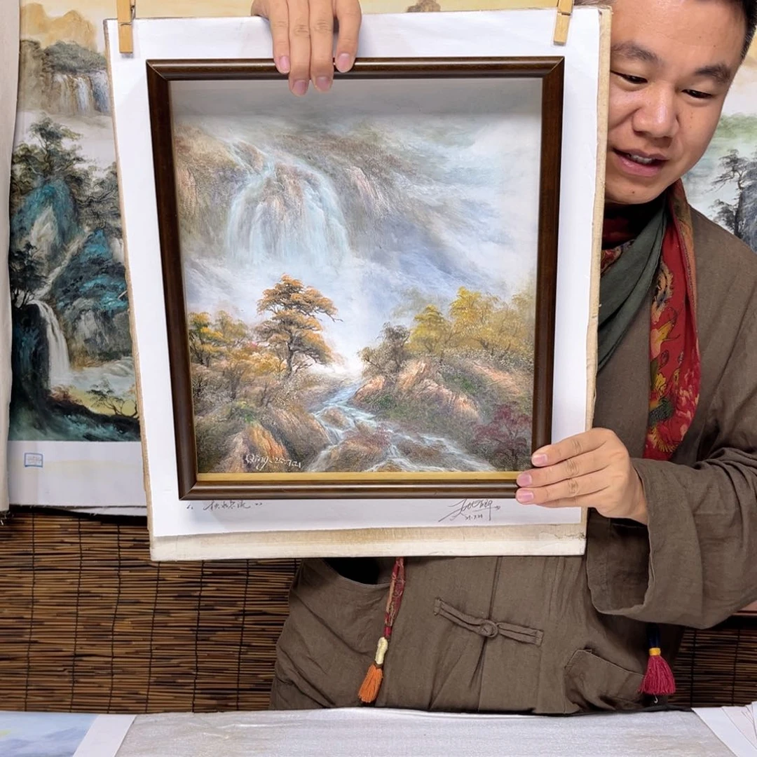 油画行路人小院绘画作品竞拍