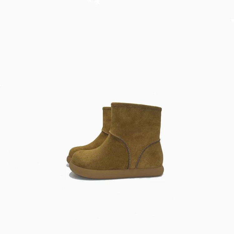 2025年冬季爆款防滑增高圆头女靴加绒小土豆时尚雪地靴