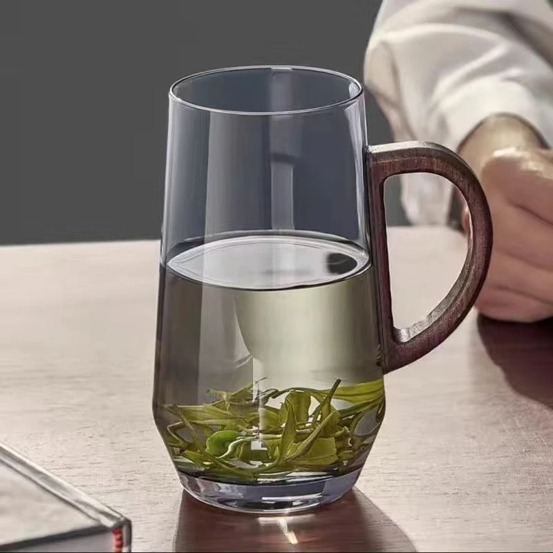 加厚茶杯办公室泡茶杯耐高温家用大水杯大容量防爆玻璃杯子厚木把