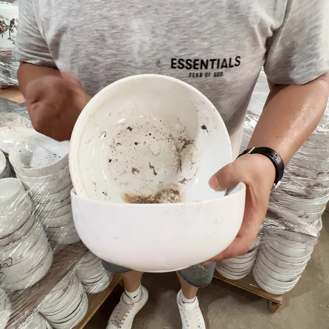 瓷片景德镇陶瓷老白胎7寸面碗4只