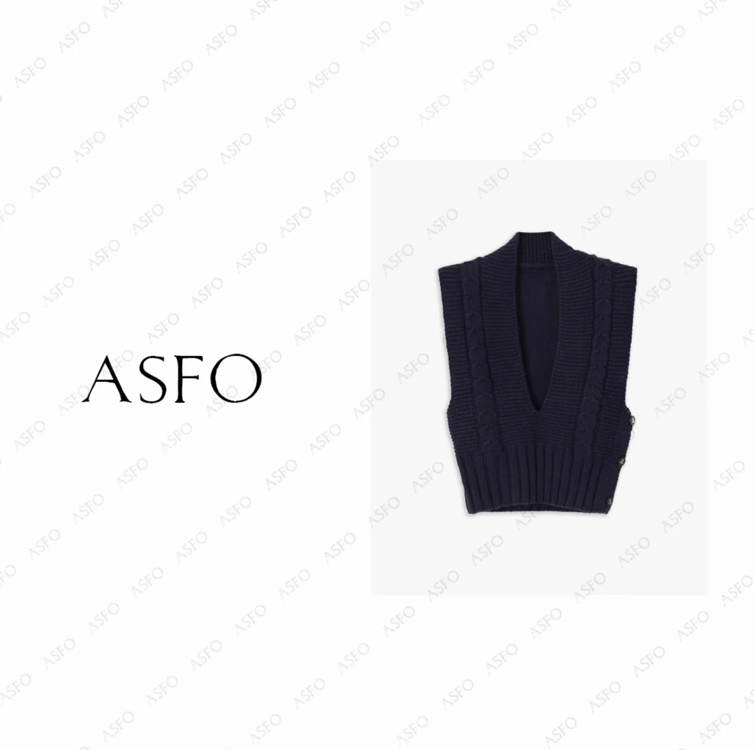 【AS小天才】铭顺25经典绞花编织羊毛粗棒针织背心马甲AS25QMJ04116