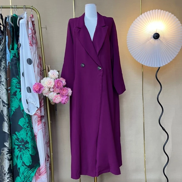 【471】浆果紫树皮纹风衣气质休闲早秋外套