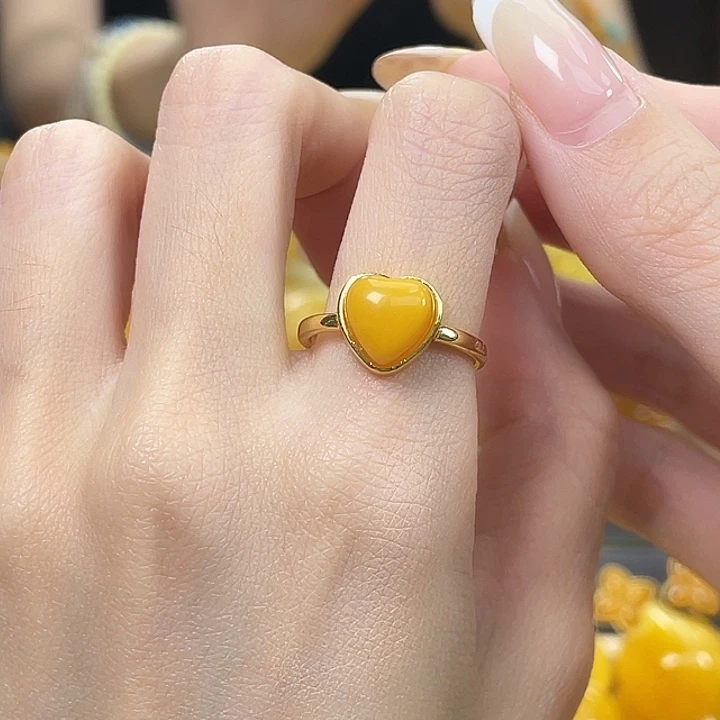 琥珀银S925镶嵌珠宝奇石琥珀蜜蜡J4