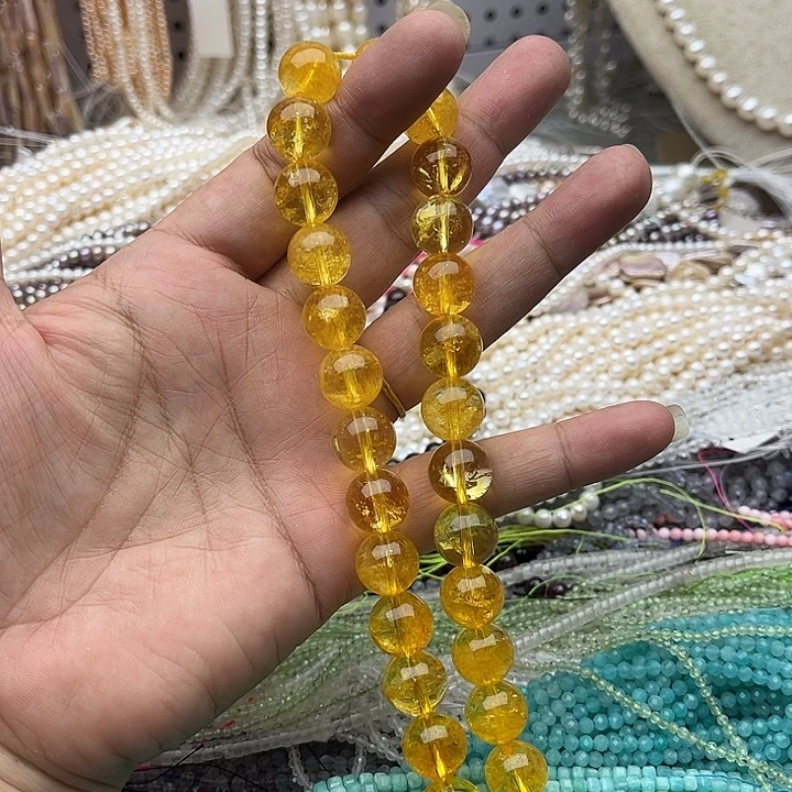 玛瑙/玉髓未镶嵌珠宝半成品一条10mm黄水晶