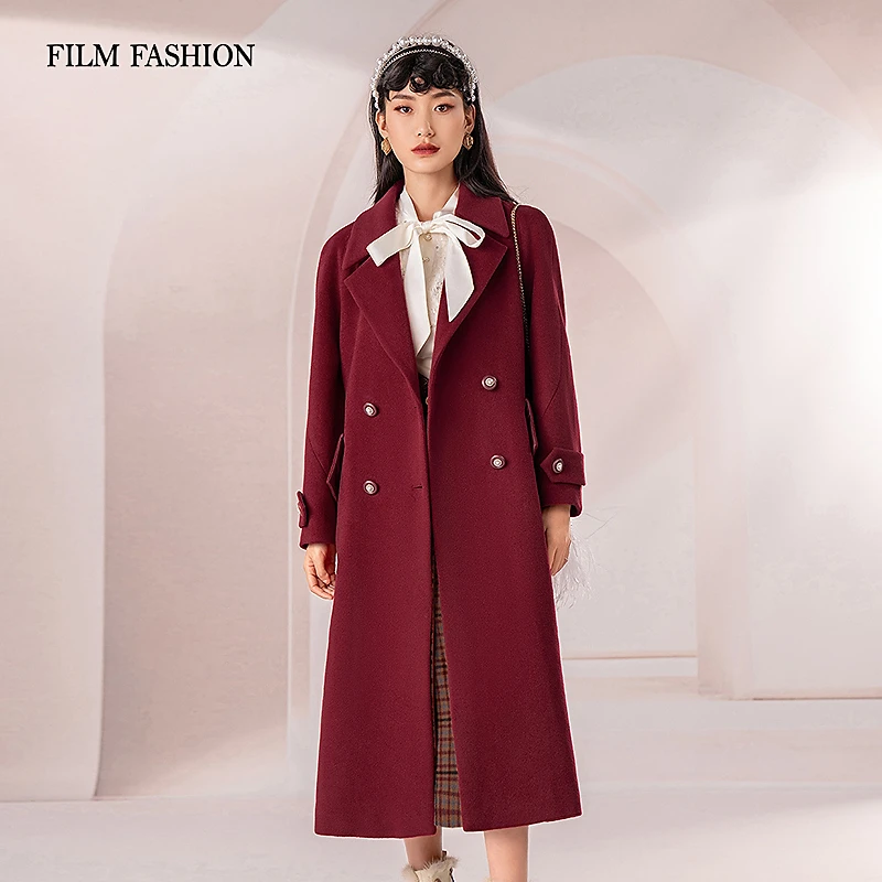 【白姐专属】装红色呢料双面呢中长款外套FECG146589