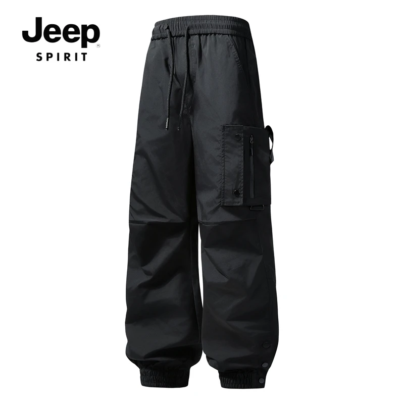 JEEPSPIRIT吉普春秋休闲户外工装裤男女同款宽松阔腿中性登山长裤