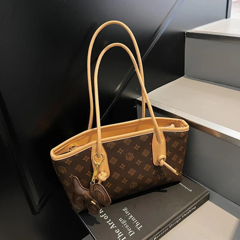 法式腋下包女2025新款高级感老花托特包小众轻奢通勤手提单肩包包