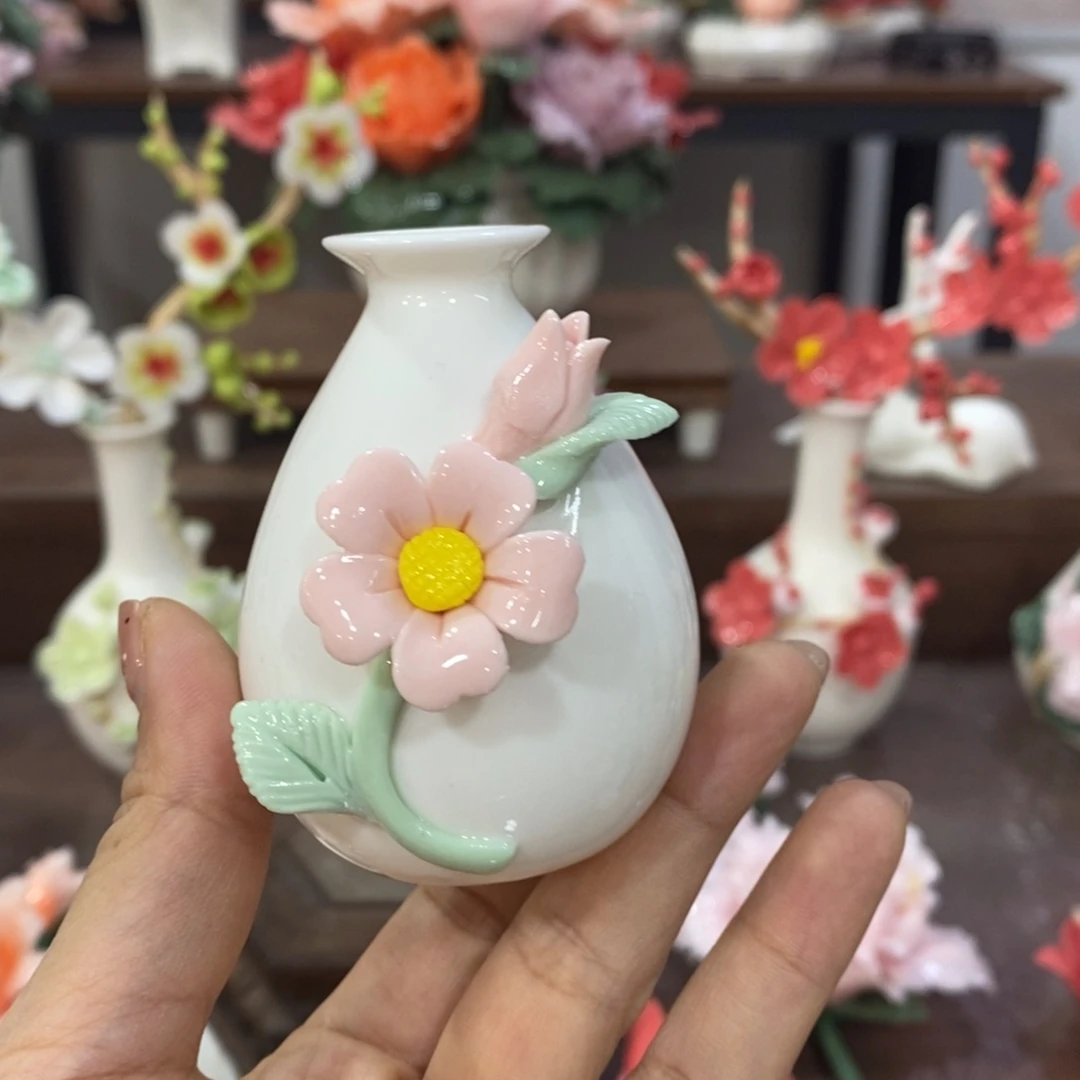 摆件陶瓷手工花摆件