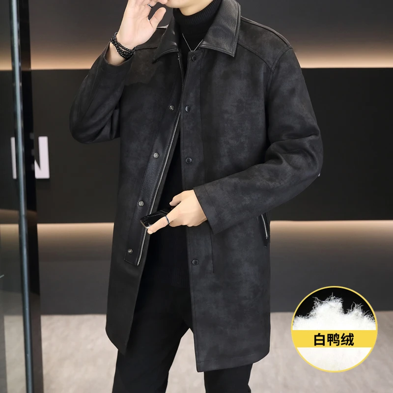 冬装新款中长款羽绒服冬季大衣外套男青年男装时尚秋季韩版白鸭绒