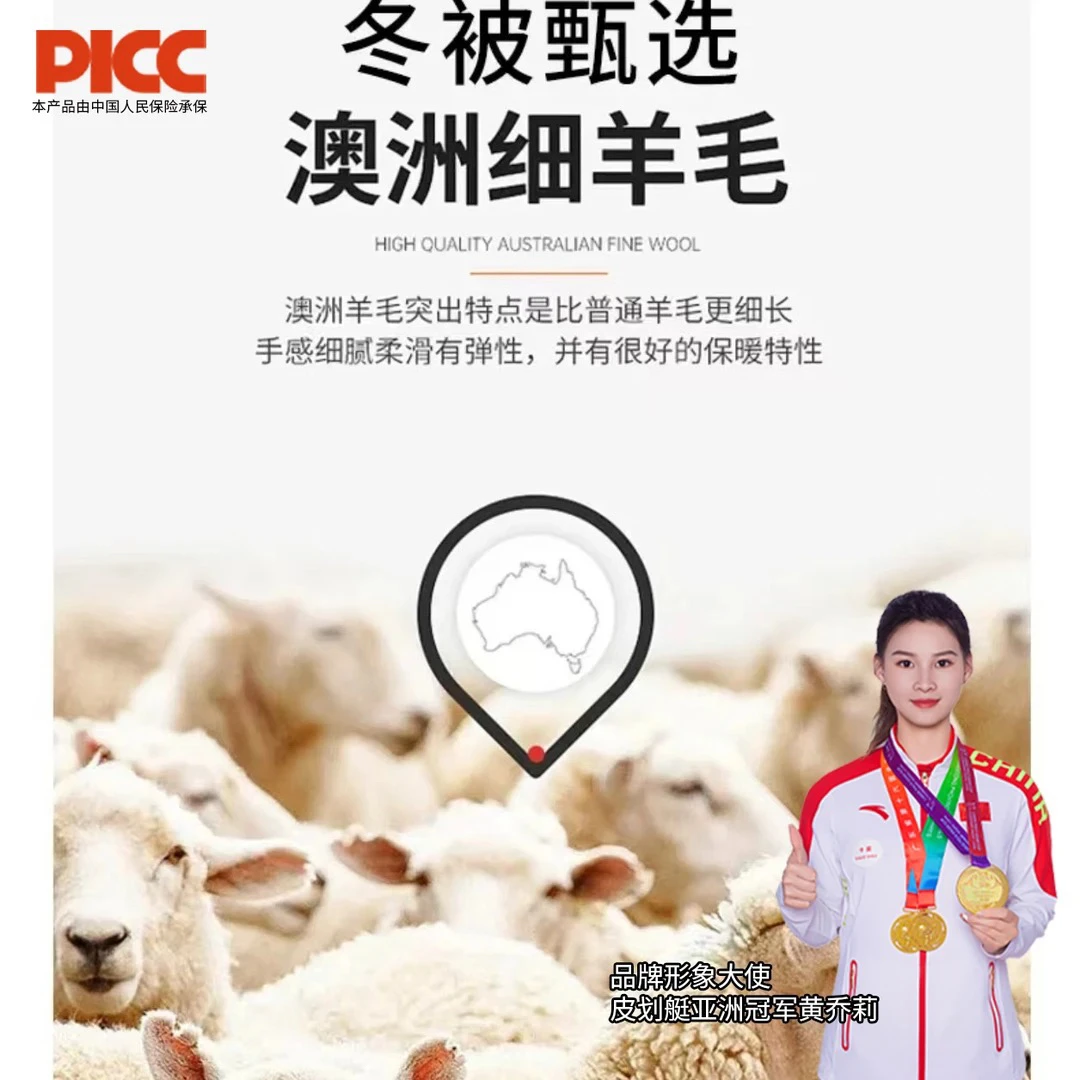 【假一赔万】2025奢华烫钻100%澳洲羊毛被