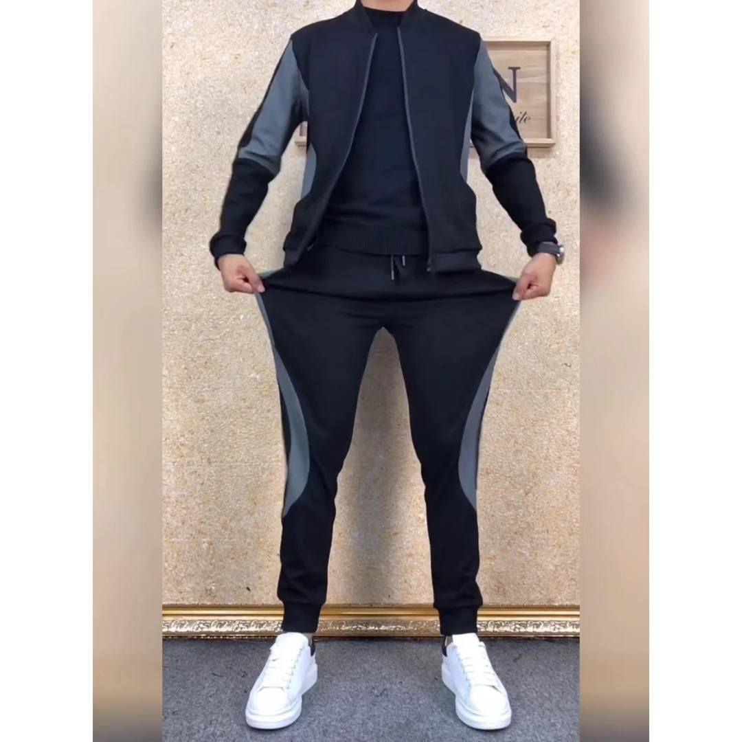 灏吉弧两件套夹克裤子运动套装男士运动服男士时尚休闲秋季新款