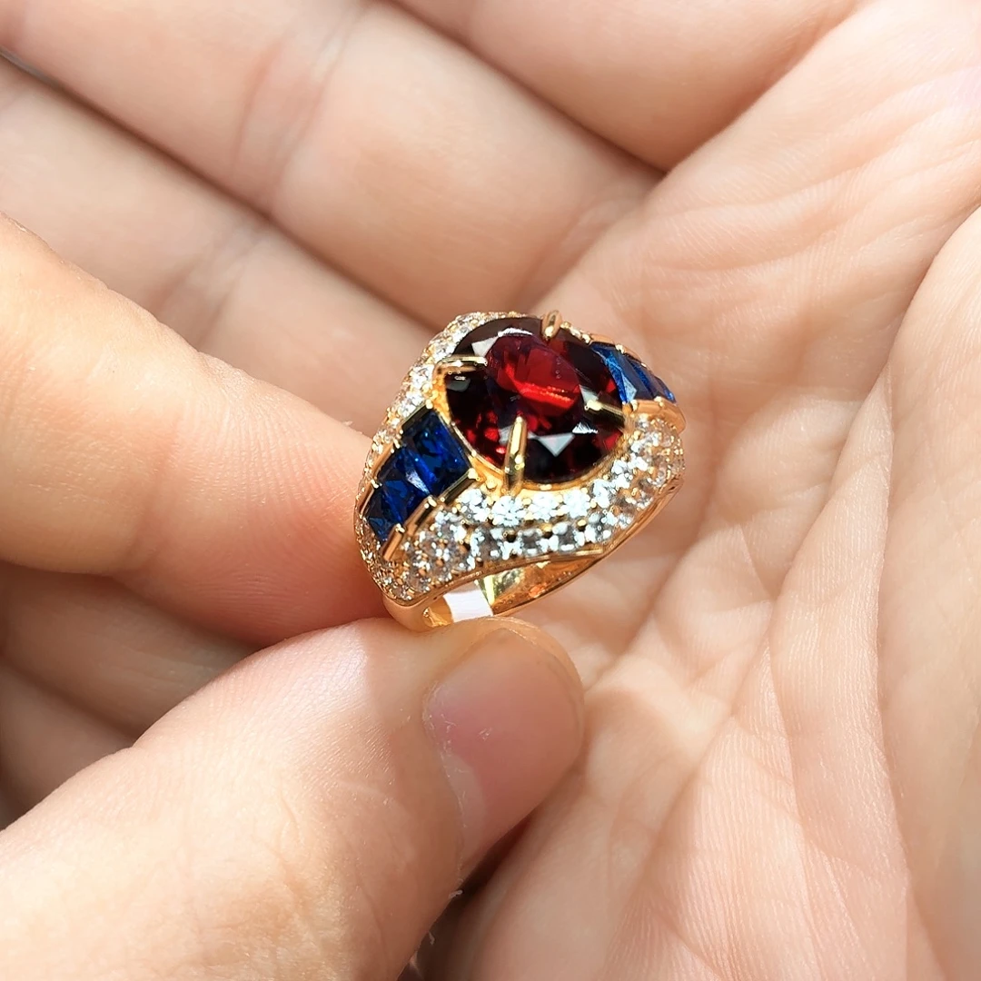 银S925镶嵌石榴石戒指