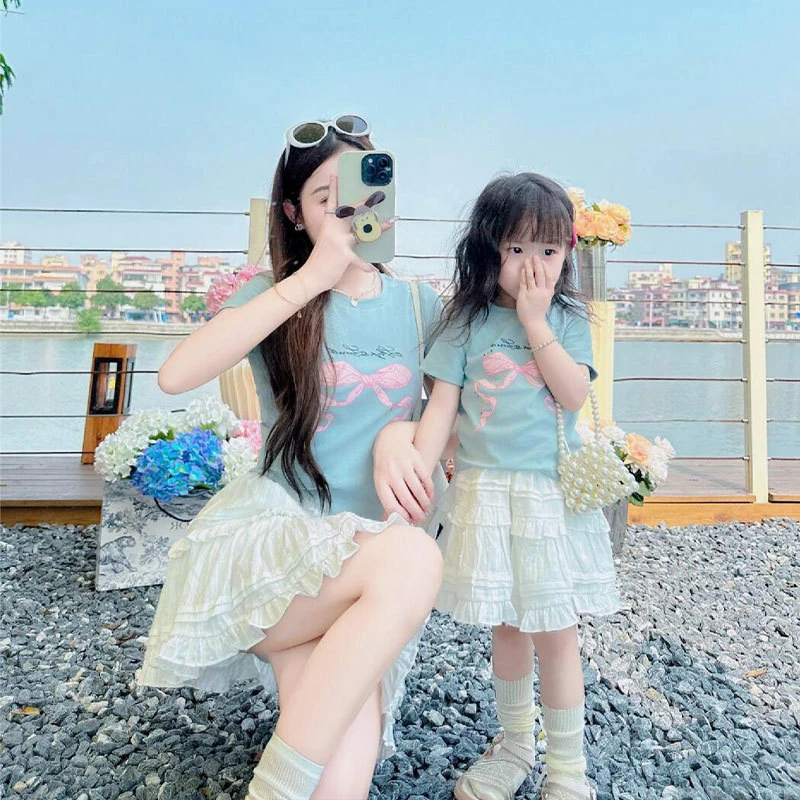2025新款超火亲子装母女款套装夏季多巴胺母女装高端洋气又酷又飒