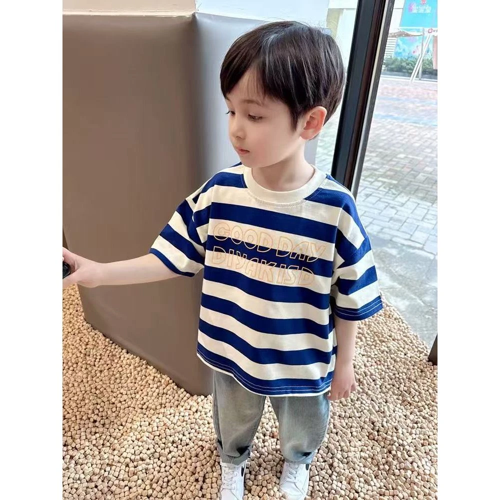 100%纯棉儿童短袖T恤夏季洋气爆款半袖中大童男童上衣女童休闲