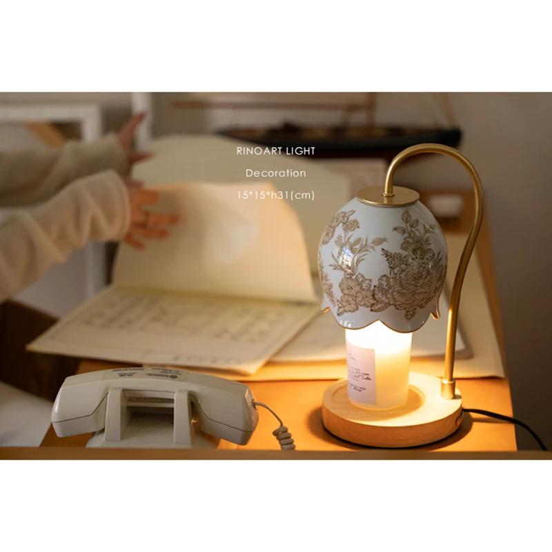 若奈 “金枝铃兰”Grisaille手绘白瓷融蜡灯无火香薰蜡烛装饰摆件