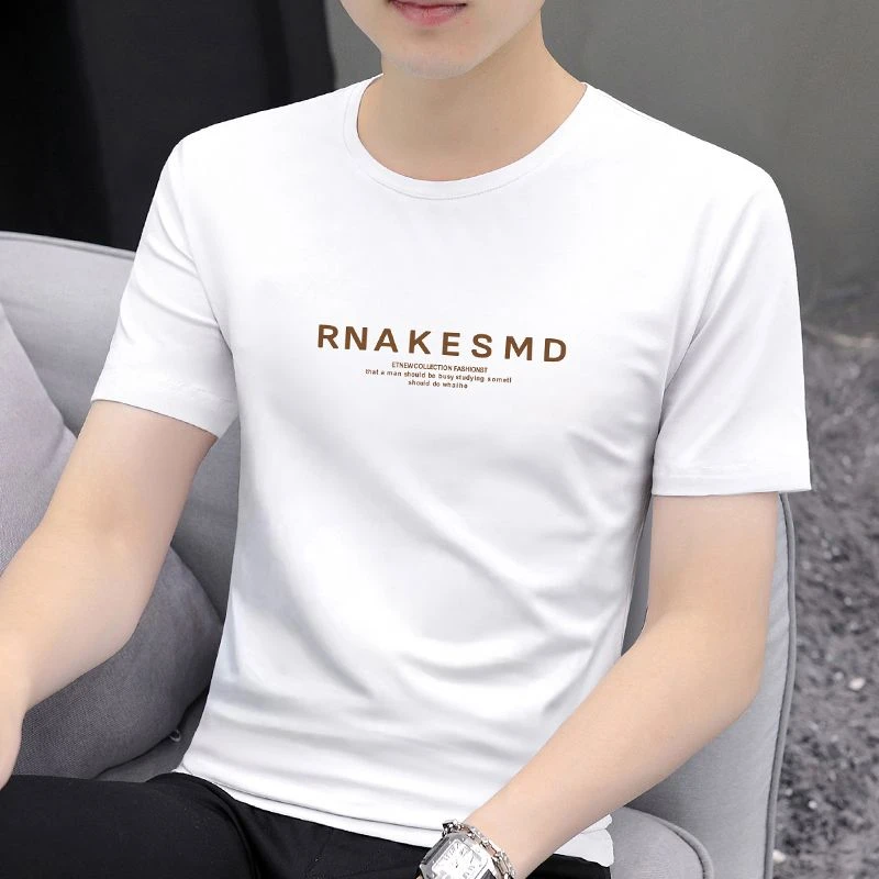 2025年夏季新款男士短袖T恤潮流百搭圆领半袖休闲中年修身上衣服