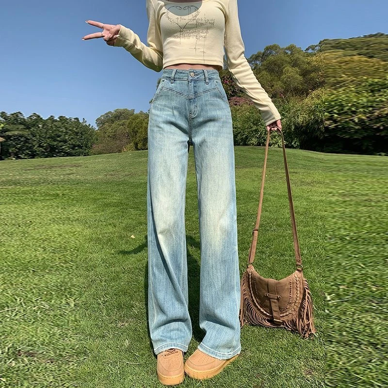 【直播专属链接451-500】显瘦百搭直筒复古开叉小众宽松时尚设计感