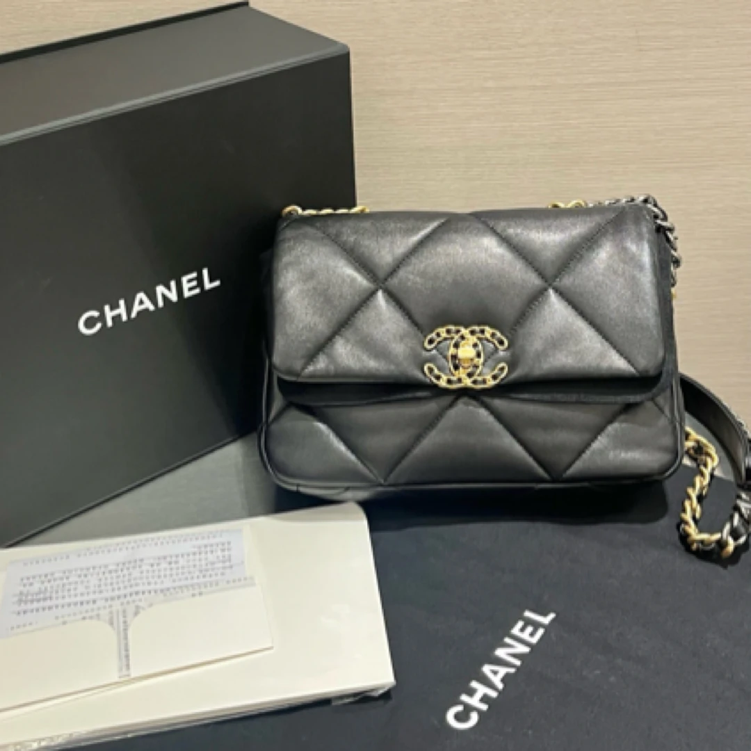 99新 Chanel/香奈儿 19bag/黑金/芯片款/小号