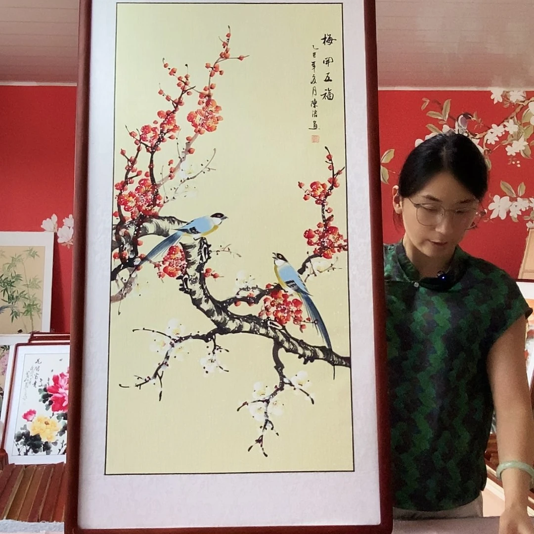 国画手写手绘带框包邮62✖️122国画作品