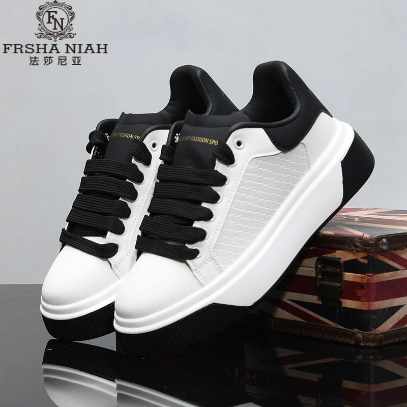 法莎尼亚男款秋季厚底板鞋潮流韩版白色高级感男鞋厚底增高休闲鞋