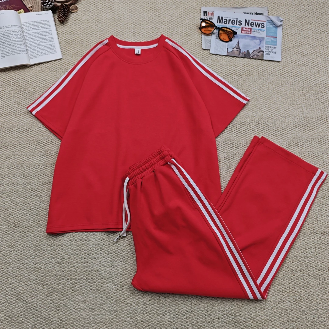 2025春夏新款时尚纯色短袖套装1053