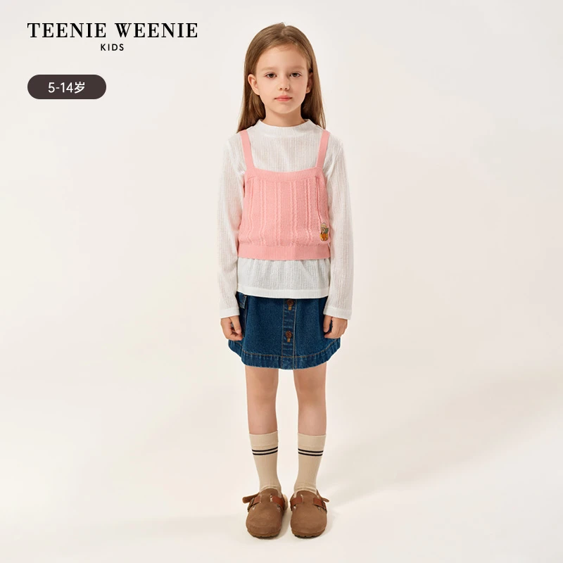 TeenieWeenie Kids小熊童装25秋毛织背心长袖打底套装TKLA257755N