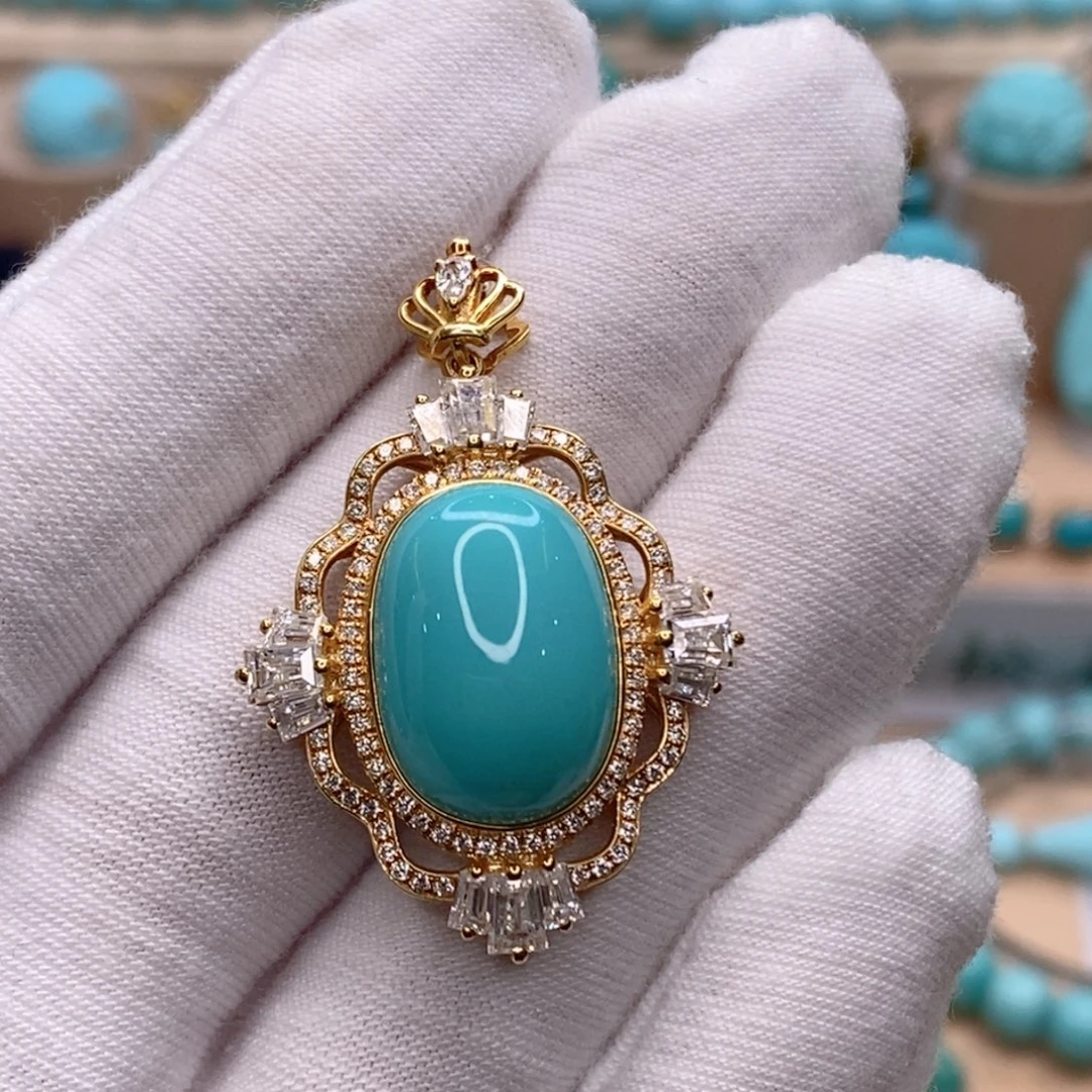 绿松石18K金镶嵌珠宝奇石