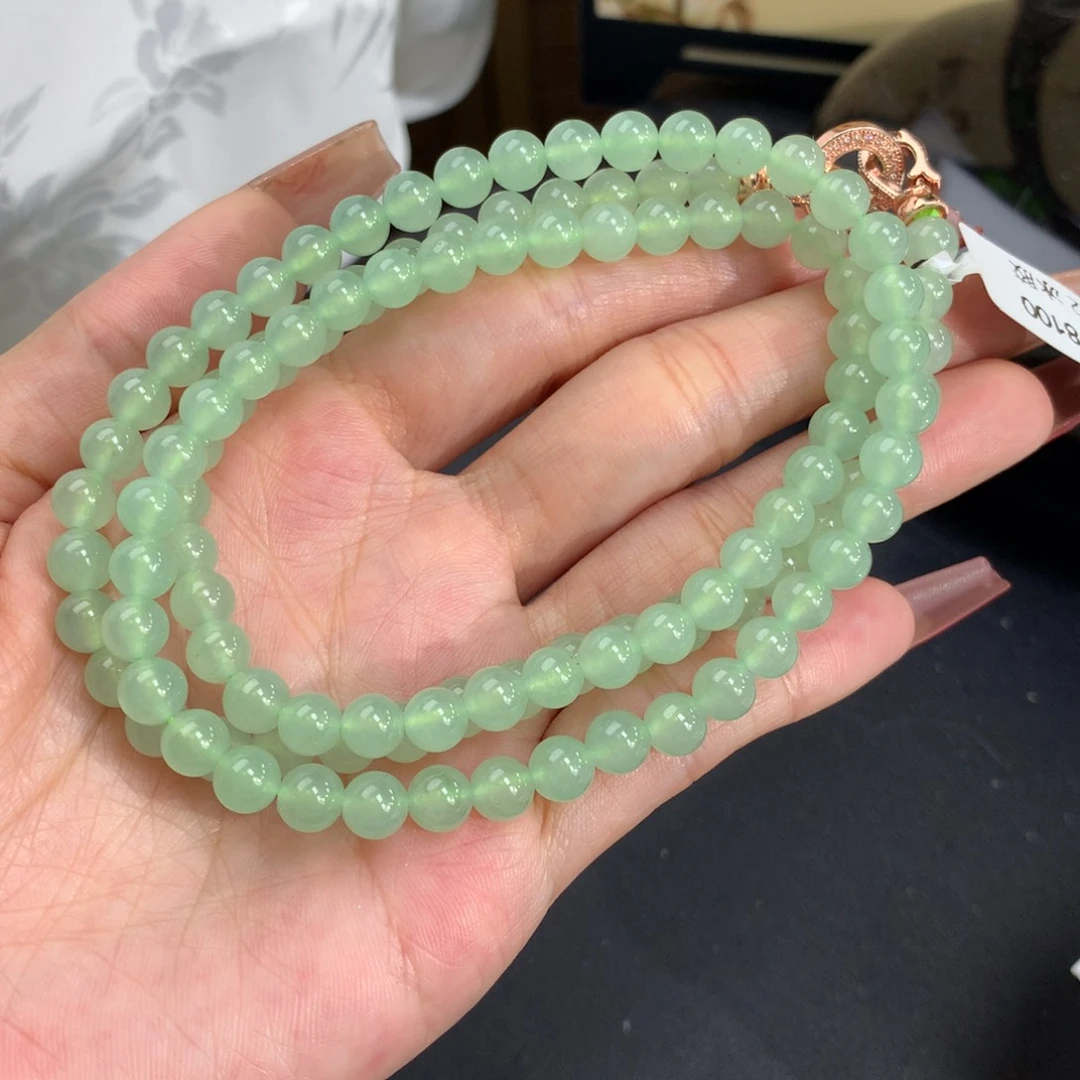 翡翠手链未镶嵌卡6冰晴绿项链