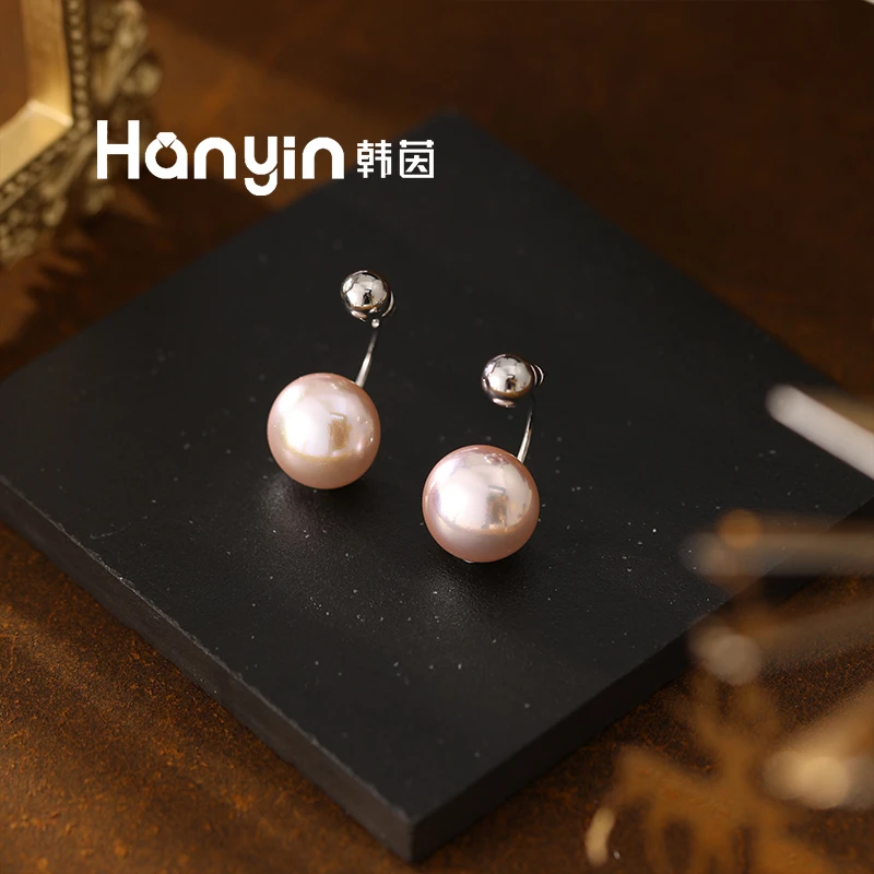 铜合金仿珍珠耳饰 925银针法式设计感气质轻奢高级面包珠耳钉