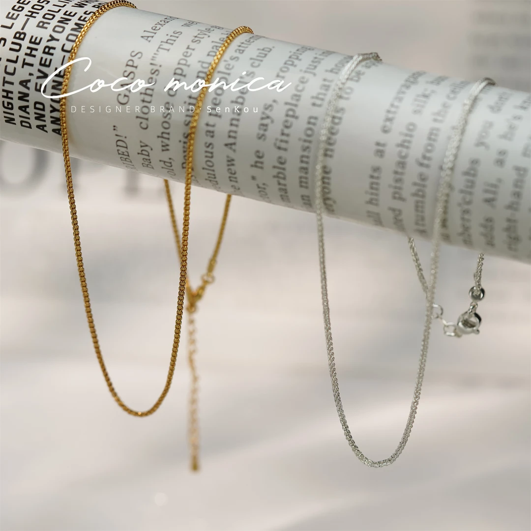 铜合金项链 【小霞珠宝】精致纯链条素链百搭复古链条 女款WA422