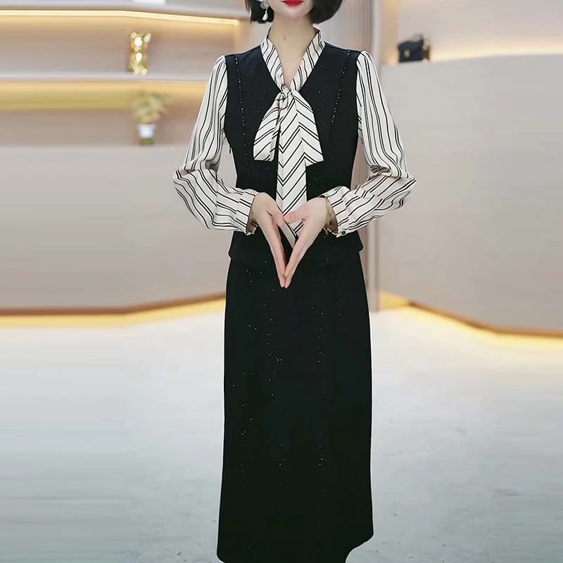 2025早春新款A2443气质遮肉显瘦大码连衣裙女修身女装连衣裙