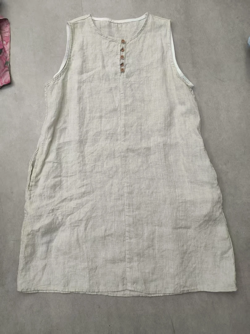 （麻本色）新款圆领诺曼底汉麻中长款背心女XHH 55899