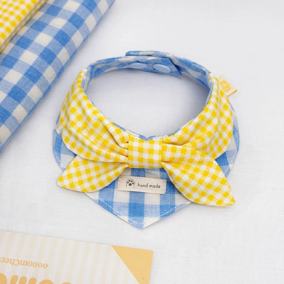 猫咪狗狗可爱口水巾宠物围脖领结围兜小型犬布偶蓝白泰迪比熊装饰