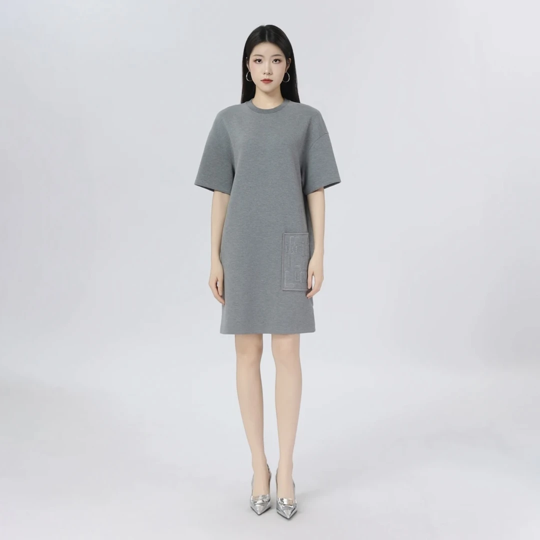 limil丽米儿春夏简约T恤裙休闲风新款百搭松弛感连衣裙950013