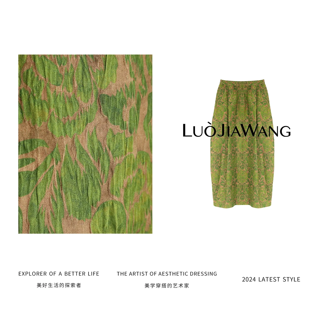 100%桑蚕丝香云纱春夏时髦艺术花显瘦花苞裙LUOJIAWANG【春日特调】