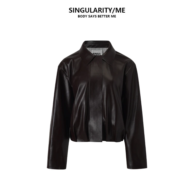 Singularity Me 7A 6058 格子内里复古酷飒摩登潮皮衣外套