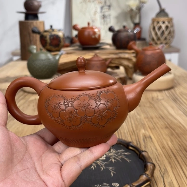 常滑烧玉光昭刻合作茶壶