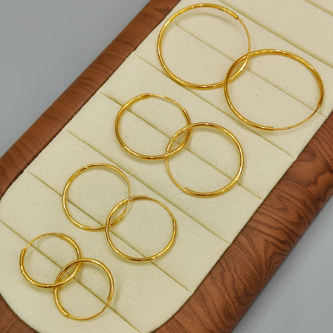 珺铺黄金 5G足金999【一店】圆形亮面耳圈轻奢风时尚个性