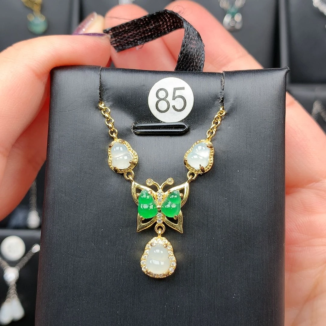 翡翠银S925镶嵌颈饰