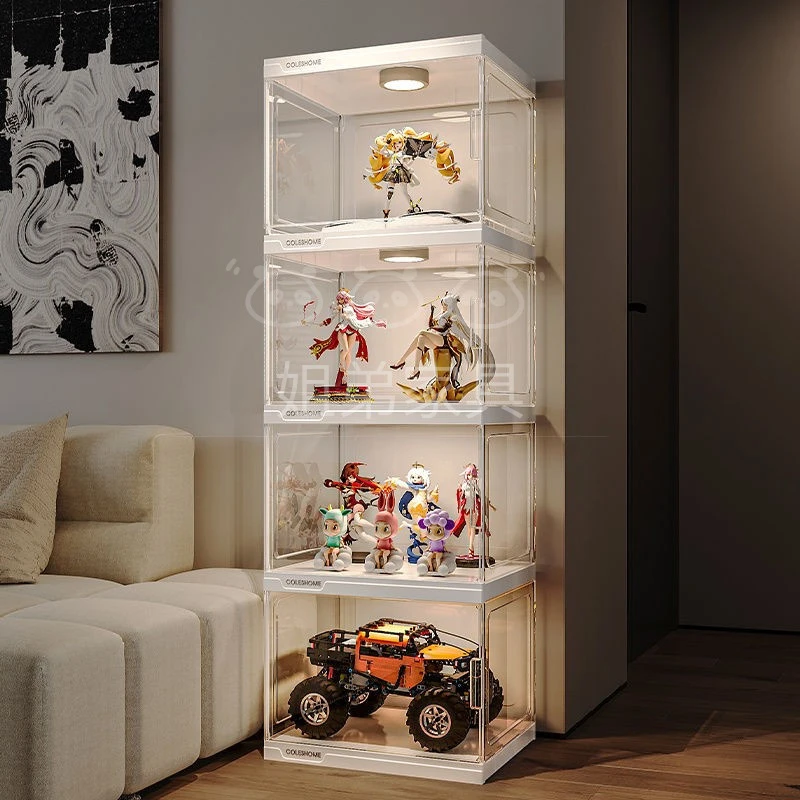 手办展示柜玩具模型防尘展示架仿亚克力透明乐高置物架