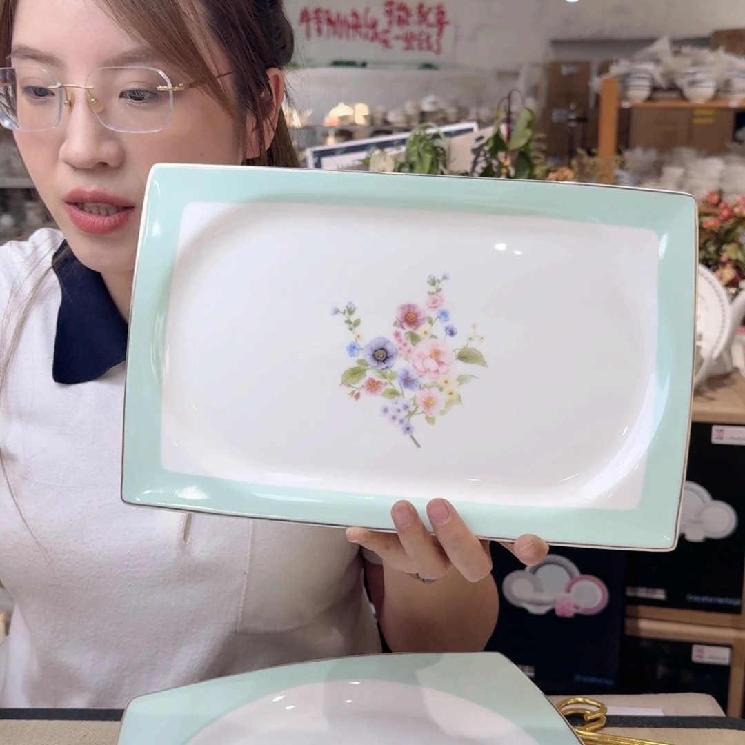 瓷高骨12英寸鱼盘32*22cm 1个瑕疵品不忒不还