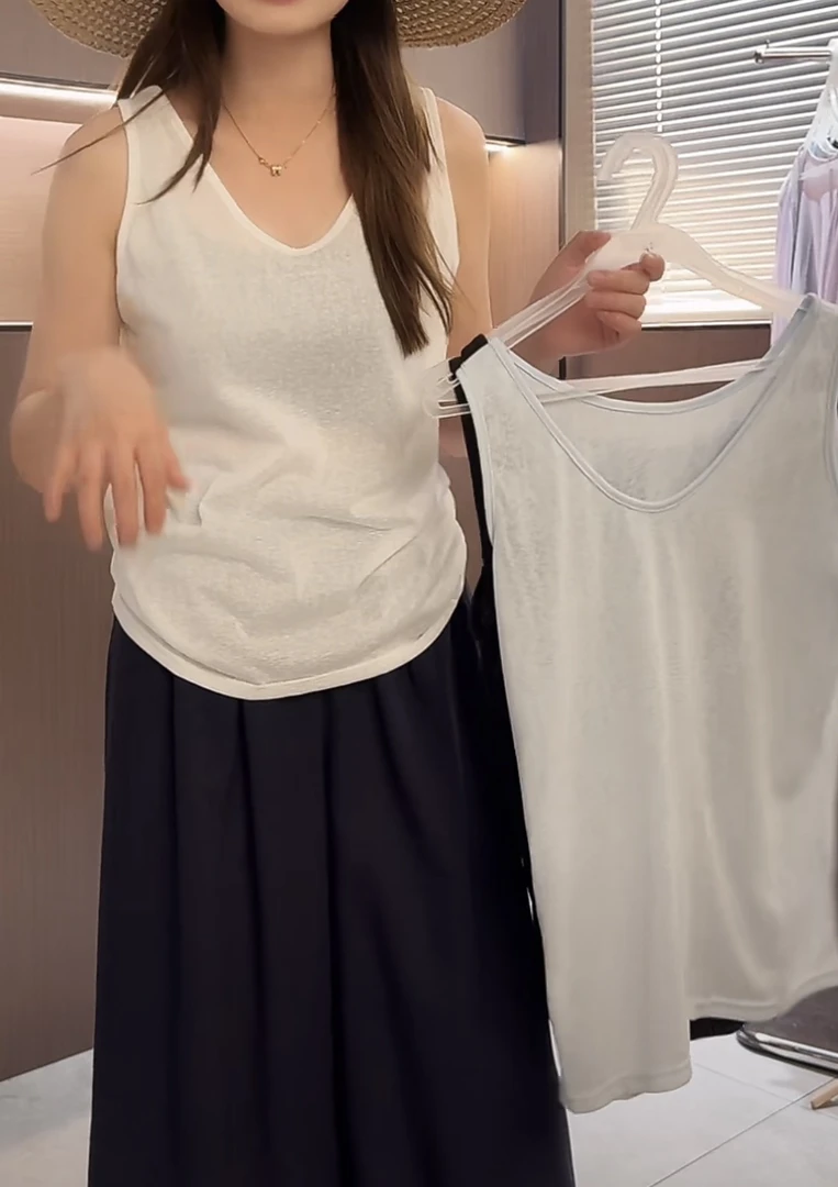 【曼曼子】雪花背心慵懒风宽松显瘦上衣背心0025