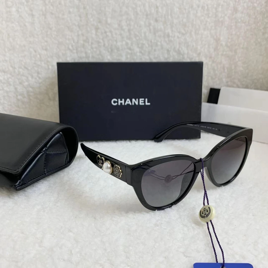 99新 Chanel/香奈儿 壹臻/黑色渐变珐琅珍珠墨镜/92717350