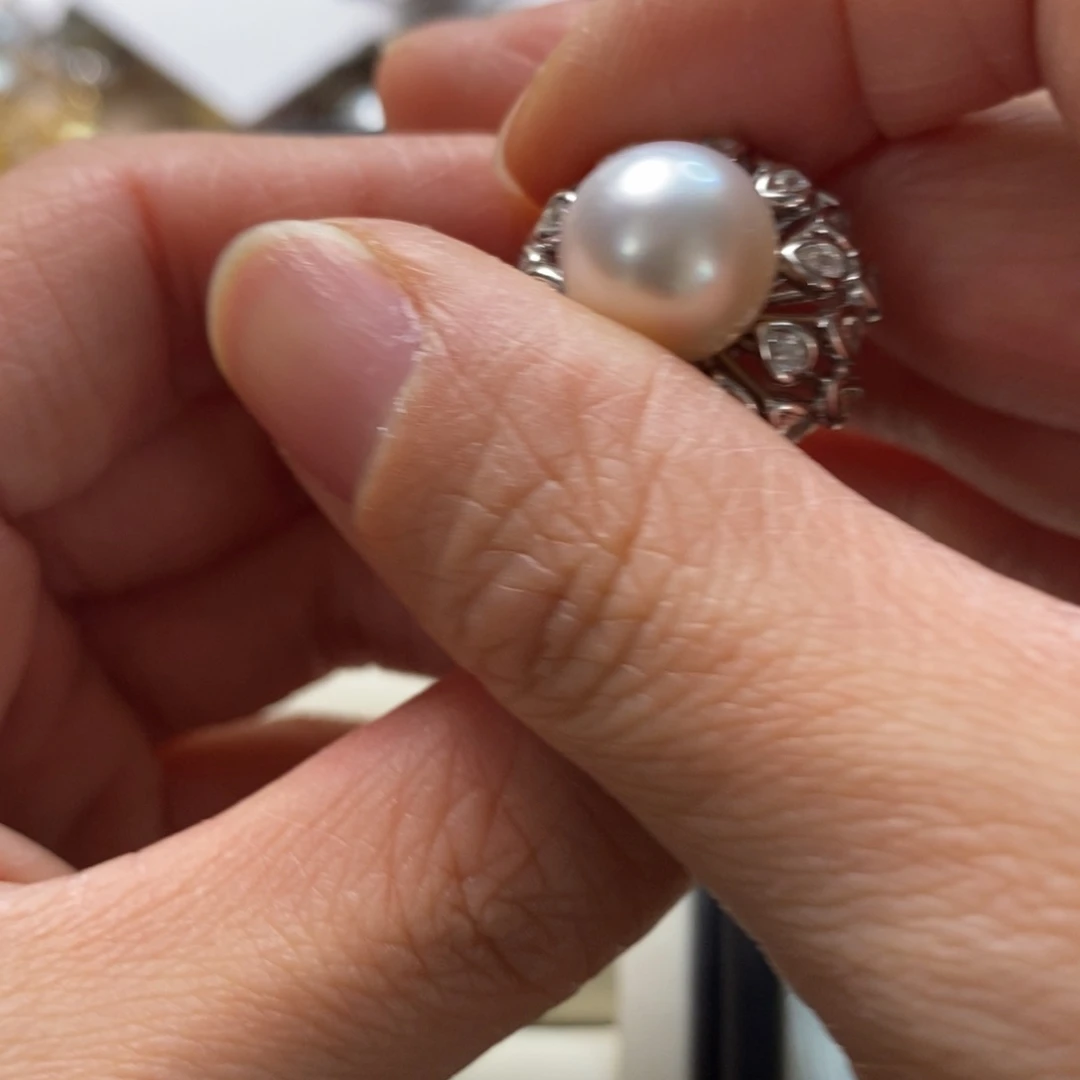 海水珍珠戒指银S925镶嵌