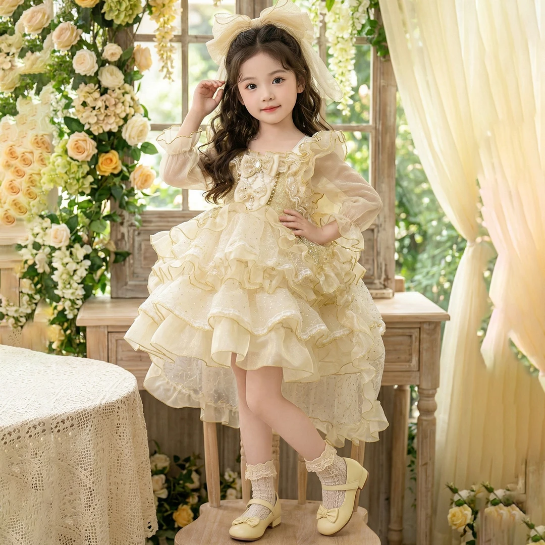 洛丽塔女童公主裙生日春装2026新款礼服儿童洋气绝美女孩连衣裙子