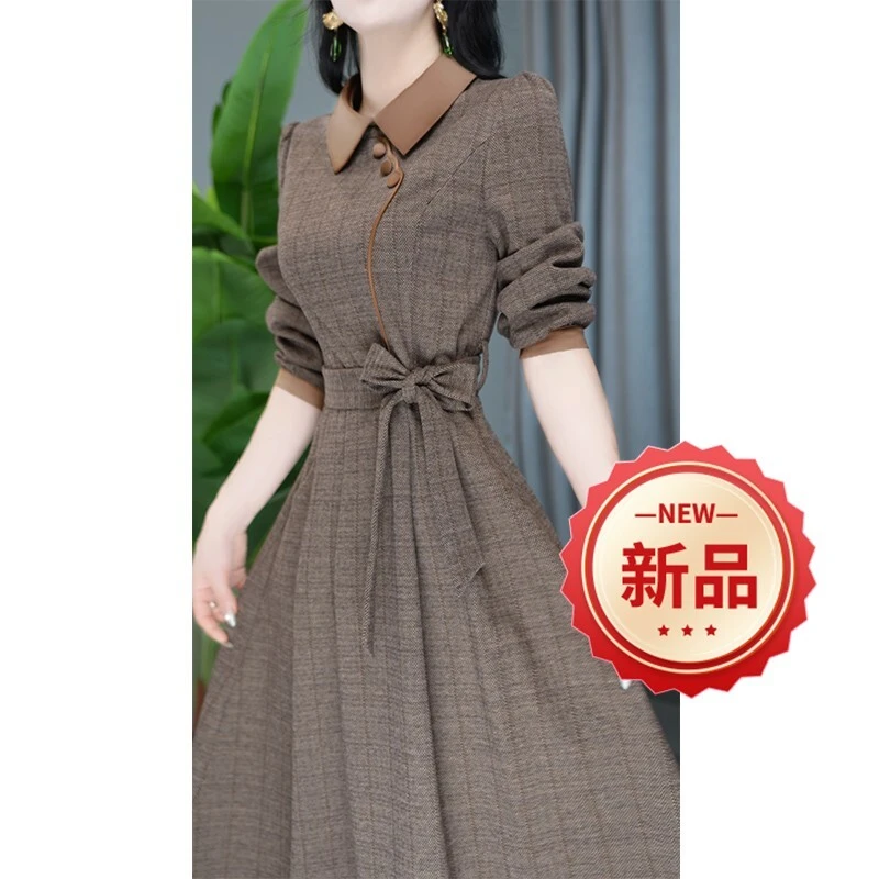 8奢气质设计感收腰名媛修身复古时尚优雅连衣裙