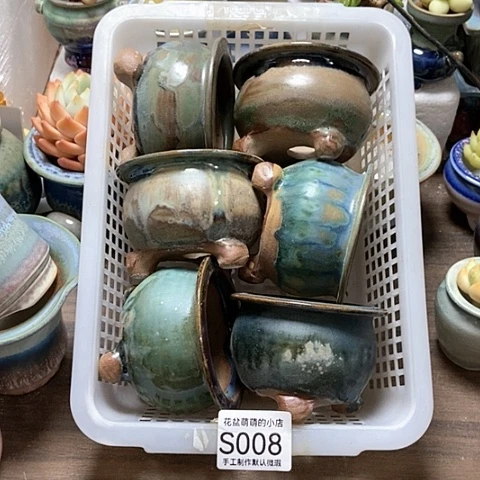 紫砂花盆008微瑕品口径7厘米左右的