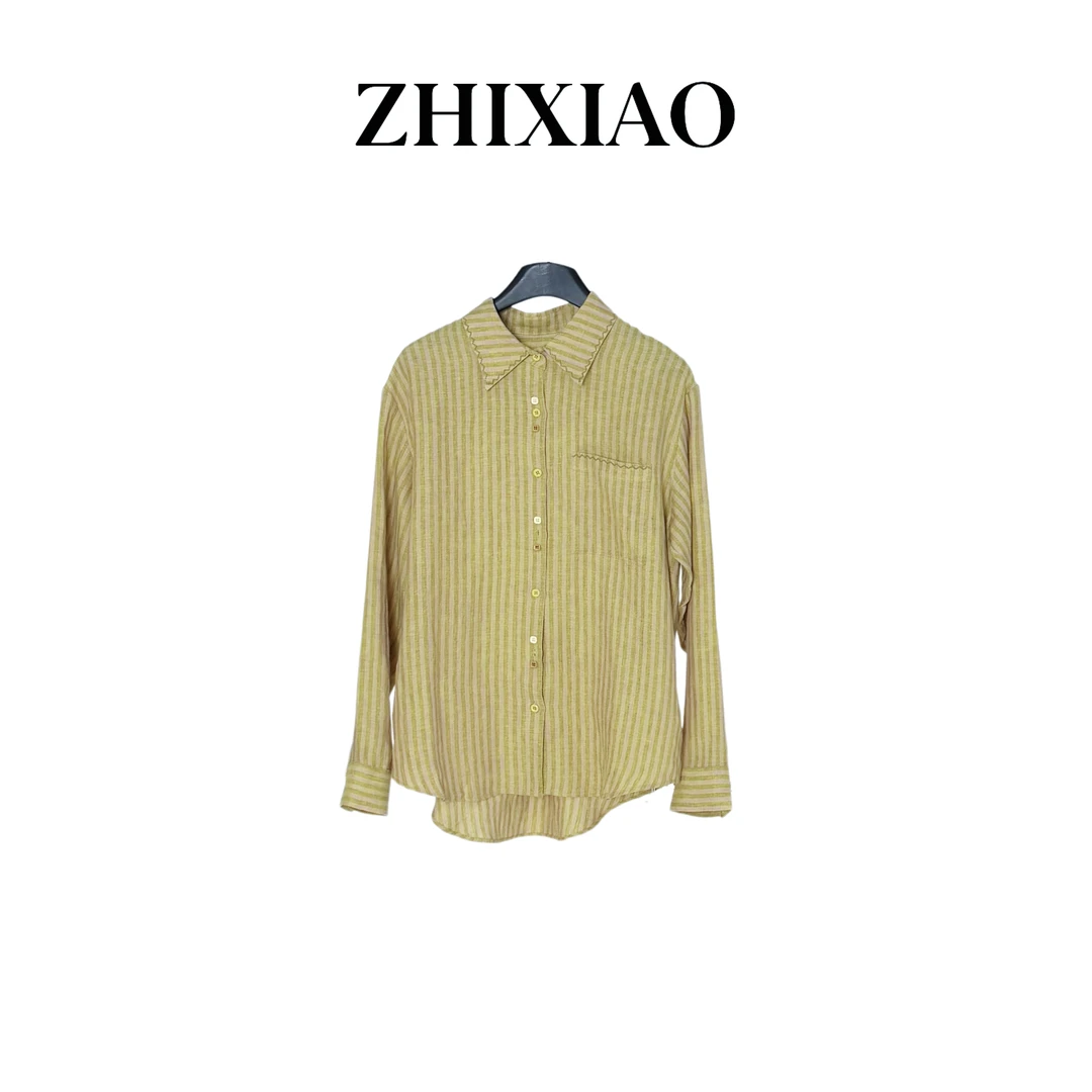 【ZHIXIAO】春季新款：条纹彩扣衬衣026